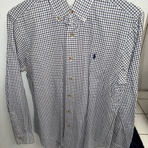 Ralph Lauren Men's Navy and White Checkered Shirt